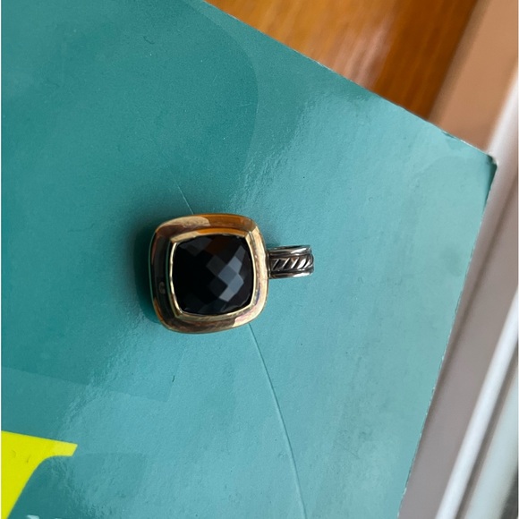 David Yurman 20mm Black Onyx Enhancer Pendant Sterling Silver 18k Gold - Picture 3 of 13